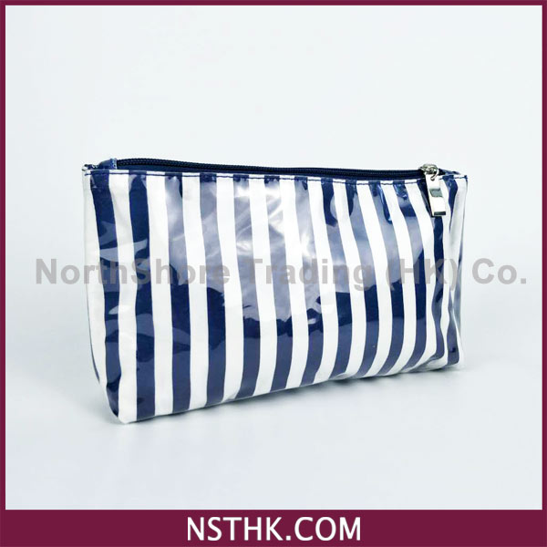 Striped coated PVC cosmetic bag (BPD135B)